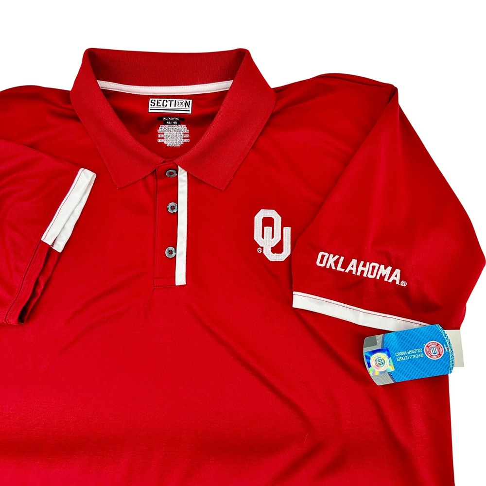Section 101 Oklahoma Sooners Red OU Polo Shirt Mens XL XLarge Golf